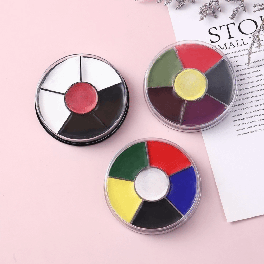 Camo Face Paint - ชุดแต่งหน้า 6 สี พาเลตต์สีเพ้นท์หน้าแบบใช้น้ำ พาเลตต์สีเพ้นท์หน้าและตัวแบบใช้น้ำมัน สีเพ้นท์หน้าลายพราง