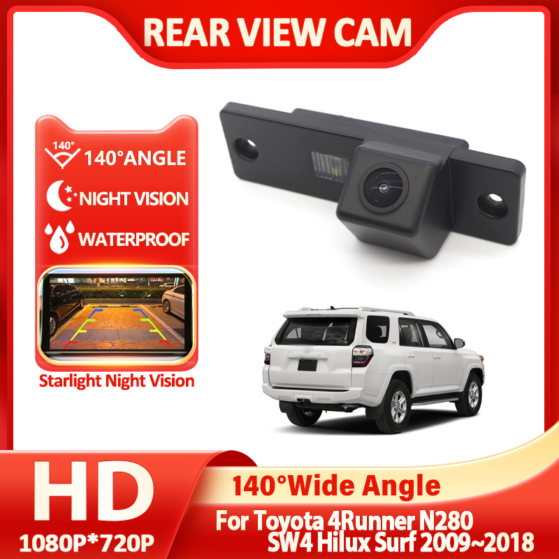 Trail Camera Infrared - ไฟป้ายทะเบียนรถยนต์เลนส์ตาปลา140องศากระจกมองหลังกล้องสำรองสำหรับโตโยต้า4วิ่ง N280 SW4ไฮลักซ์ Surf 2009 ~
