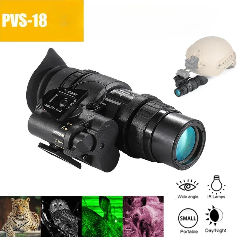 Trail Camera Infrared - หมวกกันน็อคพร้อมกล้องส่องทางไกลแบบสวมศีรษะสำหรับการล่าสัตว์ รุ่น PVS-18 NVG กล้องส่องทางไกลอินฟราเรดสำหรับใช้ในเวลากลางคืน